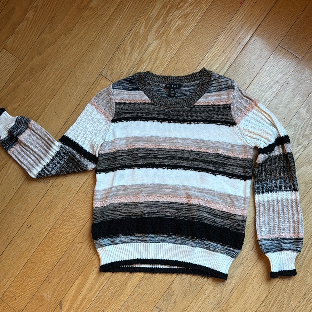 Striped Sweater in Black, White, and Pink